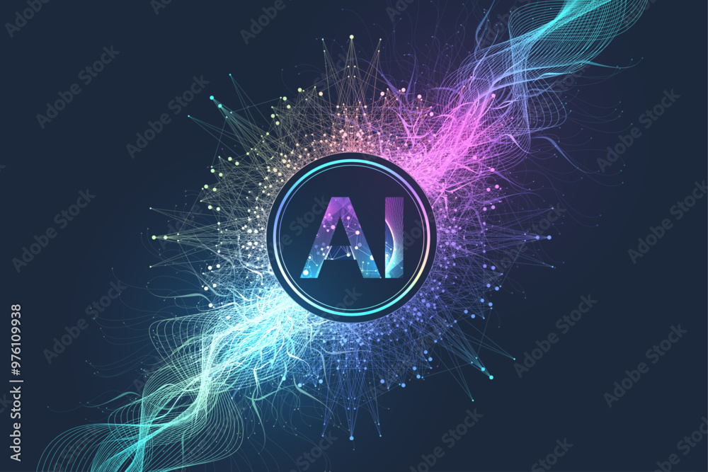 Poster ai banner concept in the digital style. generative ideas design element for internet technology. fut