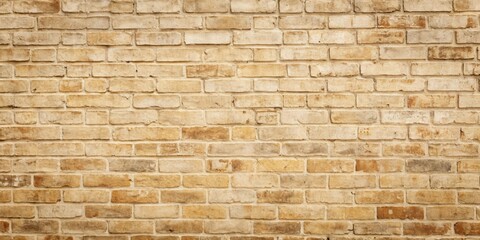 Fototapeta premium Beige painted brick wall background with rustic texture and vintage feel