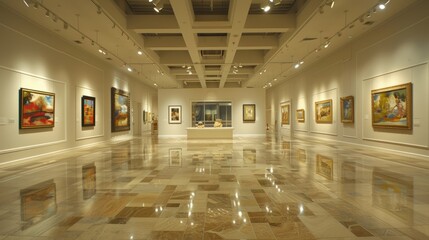 Energy-Efficient Modern Art Gallery with Elegant Lighting Design for Enhanced Visual Experience