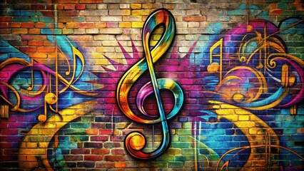 Naklejka premium Abstract graffiti font lettering art with music theme on a textured background