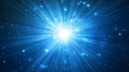 Fototapeta premium Vibrant blue background with radiant light rays for a space exploration themed presentation
