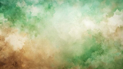 Abstract watercolor with neutral light brown and green tones creating an empty space for creative projects