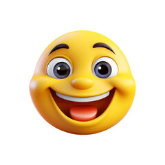 Fototapeta premium Yellow smiley face with a big smile, feeling happy emoji happy emoji