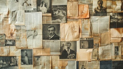 Artistic collage featuring vintage newspaper clippings for a nostalgic aesthetic