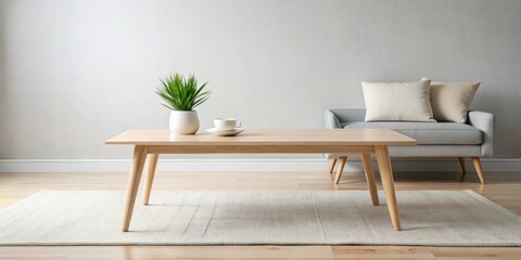 Scandinavian style coffee table with minimalist design and light wood finish