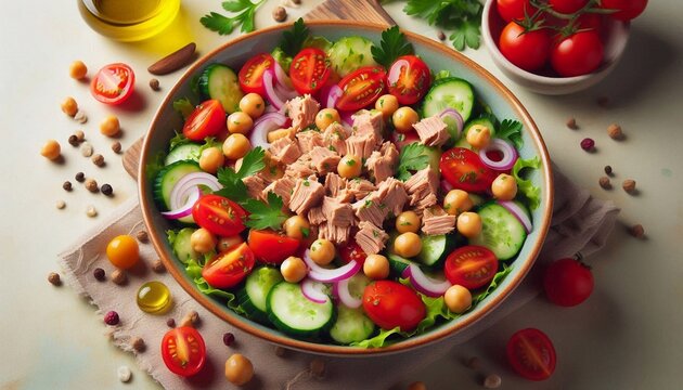 Kichererbsensalat mit Thunfisch