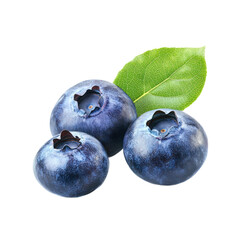 Obraz premium Blueberry with leaf isolated on transparency background