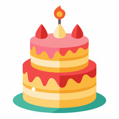 Birthday cake silhouette vector illustration on white background 