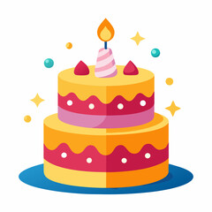 Birthday cake silhouette vector illustration on white background 