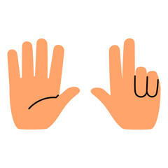 Fototapeta premium eight finger up hand gesture illustration