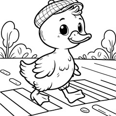 Duck Adventure Coloring Book Illustration Drawing