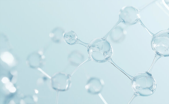 Close-up of molecular structures in a scientific and futuristic abstract design.