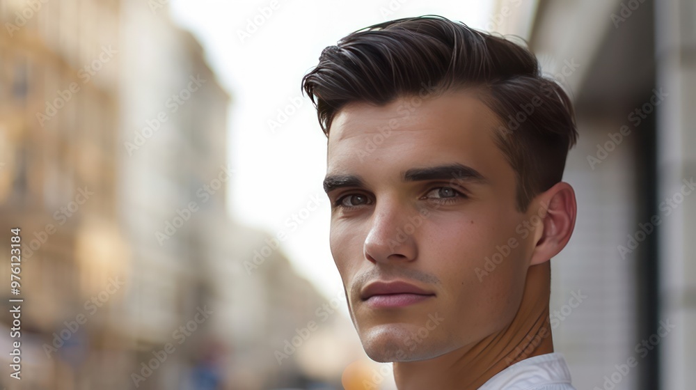 Sticker Portrait of a Young Man in a City