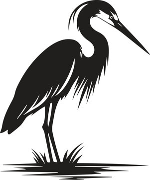 heron silhouette vector art white background.