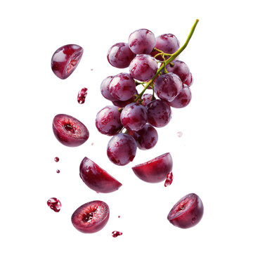 Falling Grapes slice isolated on transparency background