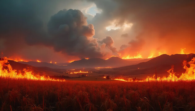 Incendio na mata. Pegando fogo. Em chamas. Vegeta&ccedil;&atilde;o pegando fogo. Fogo fora de controle. Mato em chamas. Incendios. Vegeta&ccedil;&atilde;o em chamas.