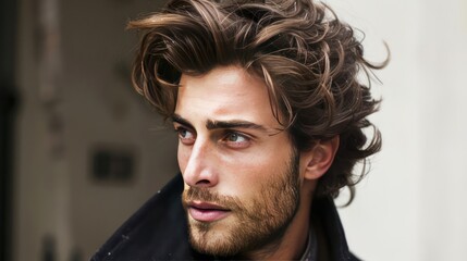 Fototapeta premium Handsome Man with Wavy Hair