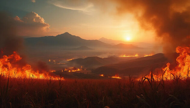 Incendio na mata. Pegando fogo. Em chamas. Vegeta&ccedil;&atilde;o pegando fogo. Fogo fora de controle. Mato em chamas. Incendios. Vegeta&ccedil;&atilde;o em chamas.