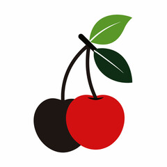 Cherry silhouette vector illustration on white background