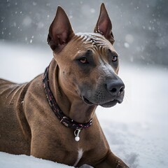 Grey Snow Thai Ridgeback Dog Doggy Pet