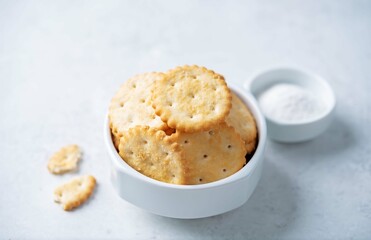 Salty crackers on a gray background