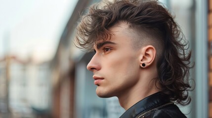 Fototapeta premium Young Man with Stylish Hairstyle