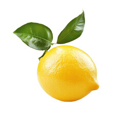Lemon with leaf isolated on transparency background