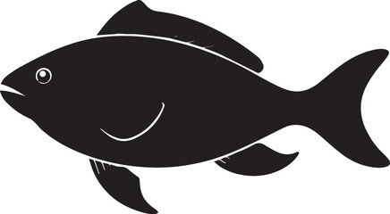 fish silhouette with for white background.