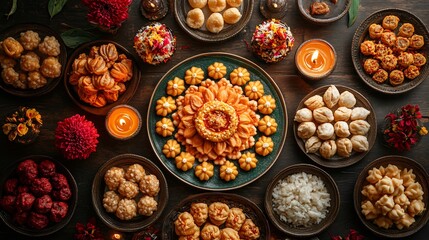 Fototapeta premium Diwali Feast with Traditional Indian food 