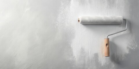 Abstract light gray background with textured paint roller strokes
