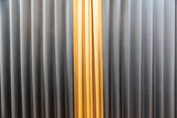 Details of the blue and yellow striped curtains