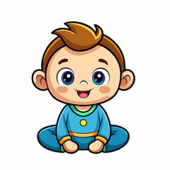Cute small baby. Cartoon character of adorable and cheerful little boy