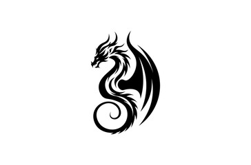 Vector illustration of black dragon silhouette for logo