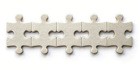 Row of five jigsaw puzzle pieces for inscription