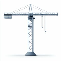 Industrial Construction Cranes Isolated on White Background