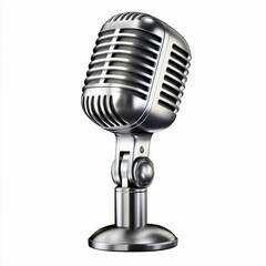 Fototapeta premium Vintage Metal Microphone Isolated on White Background