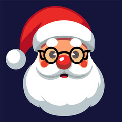 Cartoon Santa Claus head or face in flat style. Vector illustration