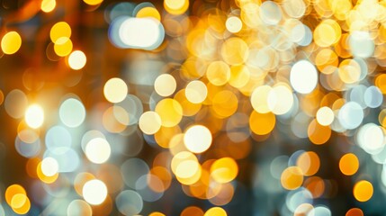 Fototapeta premium Bokeh Background with Bright Yellow and White Lights Perfect for Nightlife or City Events Banner Design