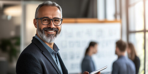 Produktmanager mit Tablet in der Hand