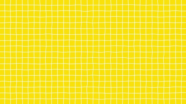 手描き風の白い線がカクカク動く方眼紙のシンプルな背景のループ動画（黄色）