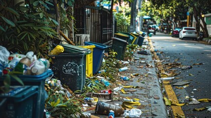 Naklejka premium Littered Street Scene