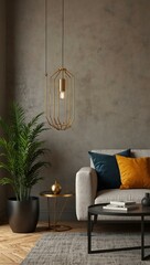 Modern interior design room 3D illustration.