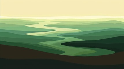 Obraz premium Serene River Valley Landscape