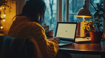 A student using a laptop and distance learning tools at home, participating in a live online class with interactive features.