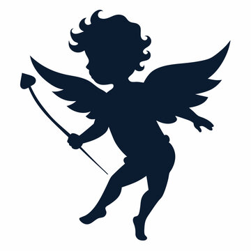 recommend clip art: Cupid silhouette vector illustration on white background