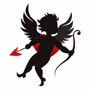 recommend clip art: Cupid silhouette vector illustration on white background