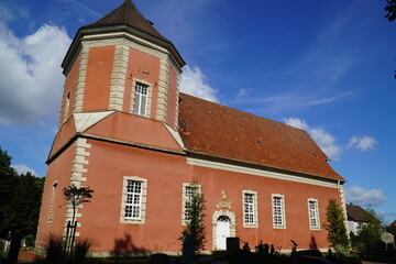 Small village Baroque church in Garbsen-Schloss Ricklingen, district Hanover, Lower Saxony, Germany. It was built in the year 1694.