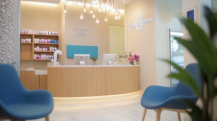 A modern dental office with a clean and sterile look.