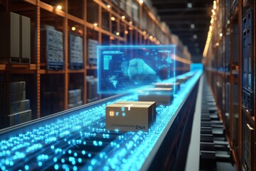 Obraz premium Explore the exciting future of package delivery and pickup services through the implementation of innovative augmented reality systems that are transforming the logistics landscape significantly