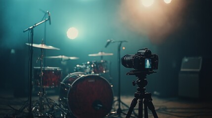 Camera captures ghostly apparition during live TV broadcast, crew astonished by eerie presence amid cool lighting